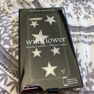 black stared wildflower phone case